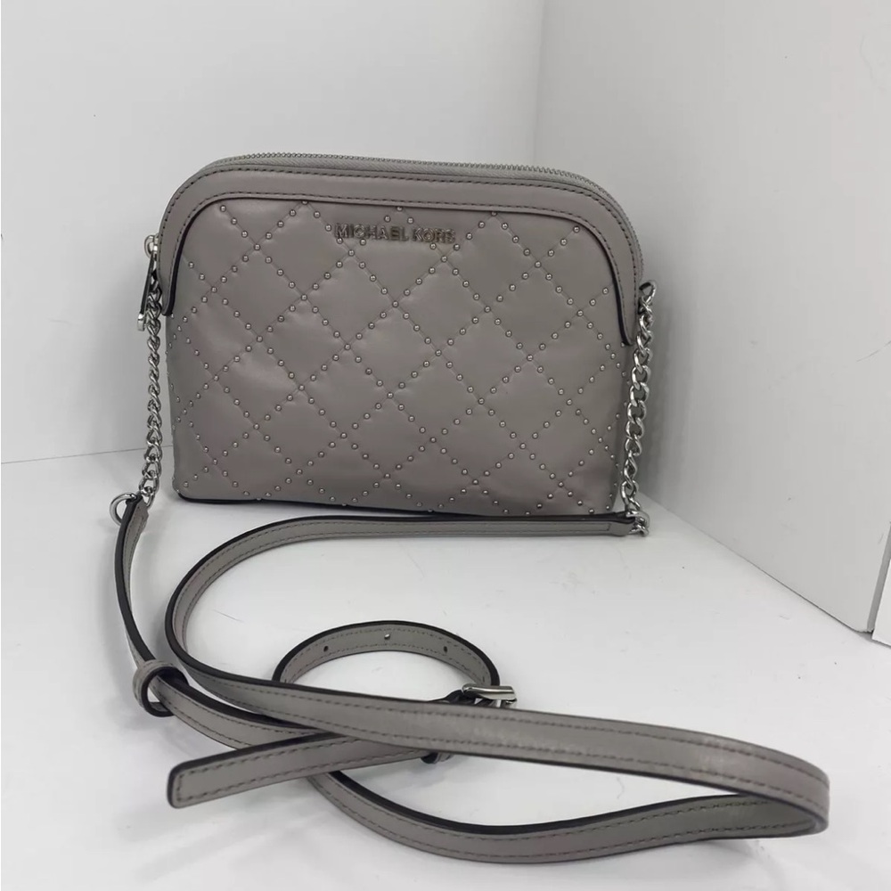 Michael Kors Jet Set Adele Grey Quilted Leather Crossbody Adjustable Strap XC - Picture 5 of 12